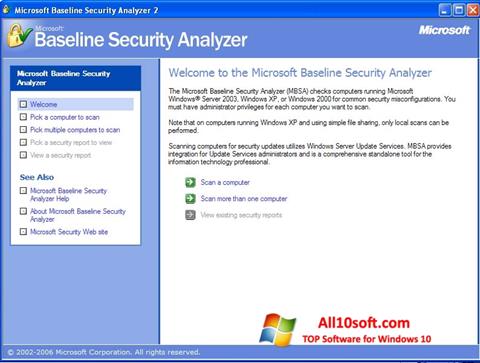 Ảnh chụp màn hình Microsoft Baseline Security Analyzer cho Windows 10