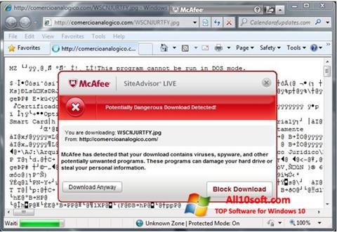 Ảnh chụp màn hình McAfee SiteAdvisor cho Windows 10