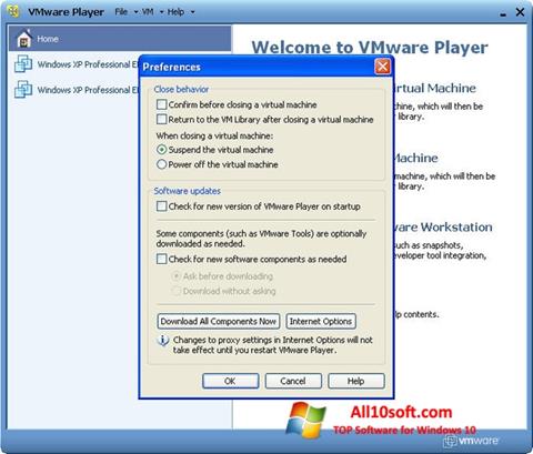 Ảnh chụp màn hình VMware Player cho Windows 10