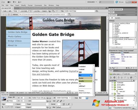 Ảnh chụp màn hình Adobe Dreamweaver cho Windows 10