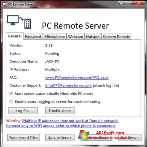 Ảnh chụp màn hình PC Remote Server cho Windows 10