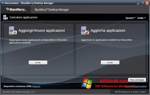 Ảnh chụp màn hình BlackBerry Desktop Manager cho Windows 10
