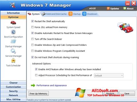 Ảnh chụp màn hình Windows 7 Manager cho Windows 10