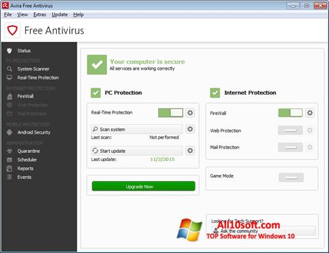 Ảnh chụp màn hình Avira Free Antivirus cho Windows 10