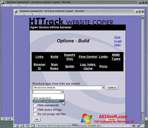 Ảnh chụp màn hình HTTrack Website Copier cho Windows 10