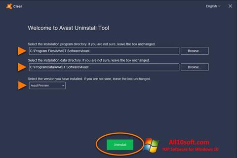 Ảnh chụp màn hình Avast Uninstall Utility cho Windows 10