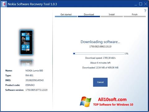 Ảnh chụp màn hình Nokia Software Recovery Tool cho Windows 10