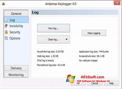 Ảnh chụp màn hình Ardamax Keylogger cho Windows 10